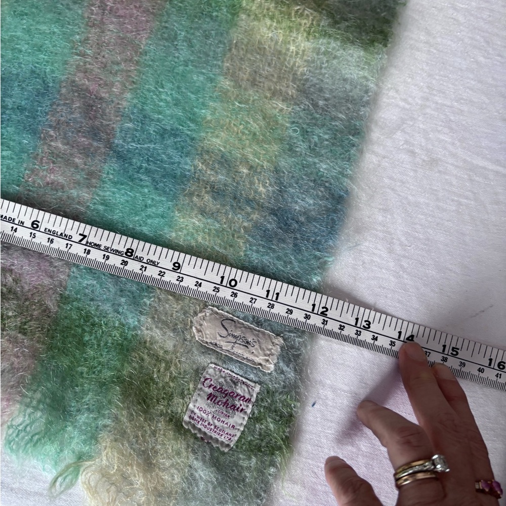 Vintage Simpsons Creagaran Mill 100% Mohair From Scotland Multicolour 46”x11” - Picture 8 of 10